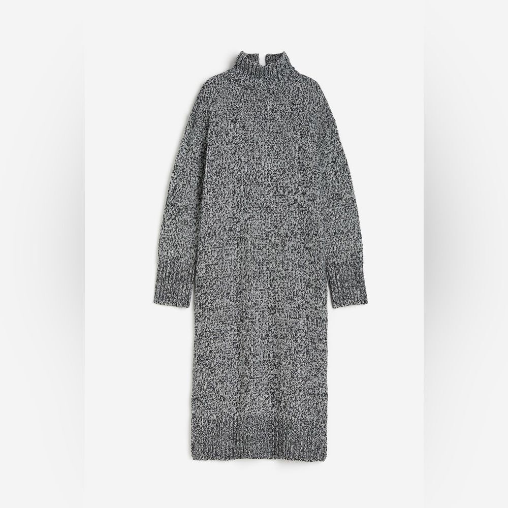 H&M Knit Mock Turtleneck Dress Long Sleeve MIDI Sweater Dress Women’s Size Small